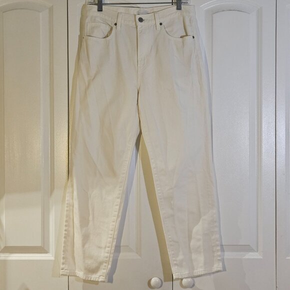 UNIQLO Women's Jeans Size 25 White Tapered Ankle Minimalist Clean Girl Aesthetic - Picture 1 of 12